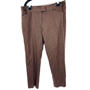 Lafayette 148 New York Womens 8 Brown Stretch Cotton Tapered Dress Pants